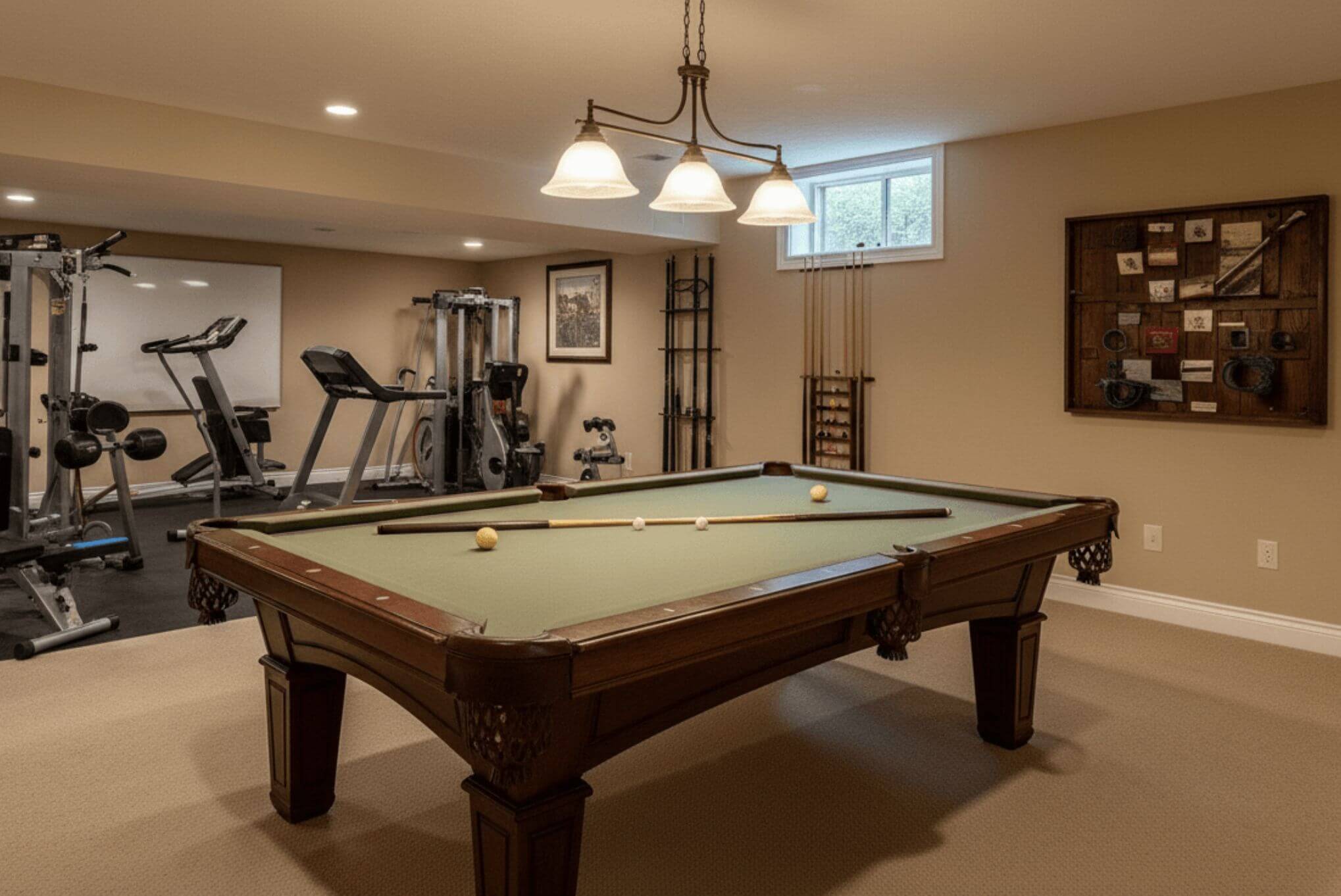 basement finishing entertainment billiard area