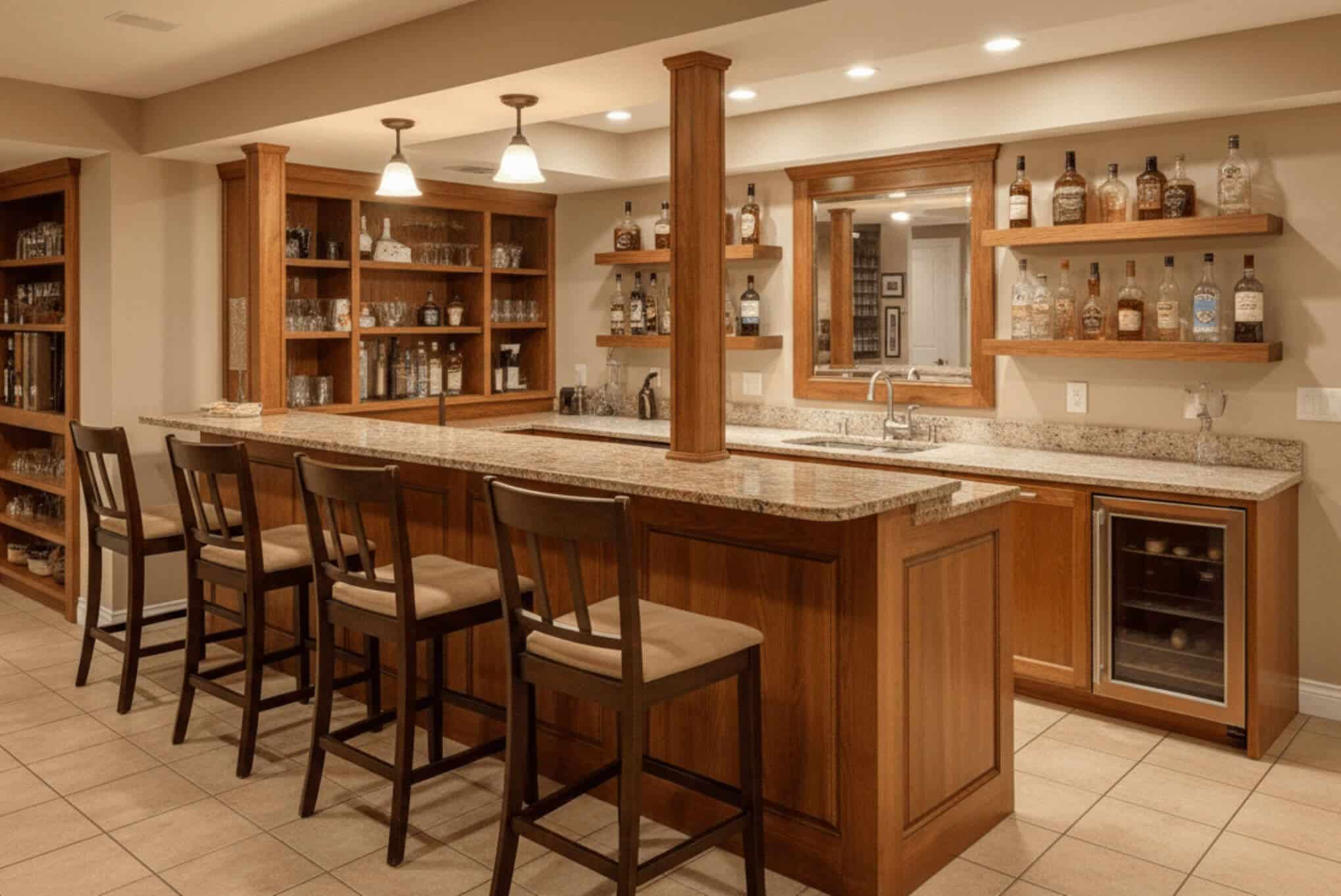 basement finishing kitchen space