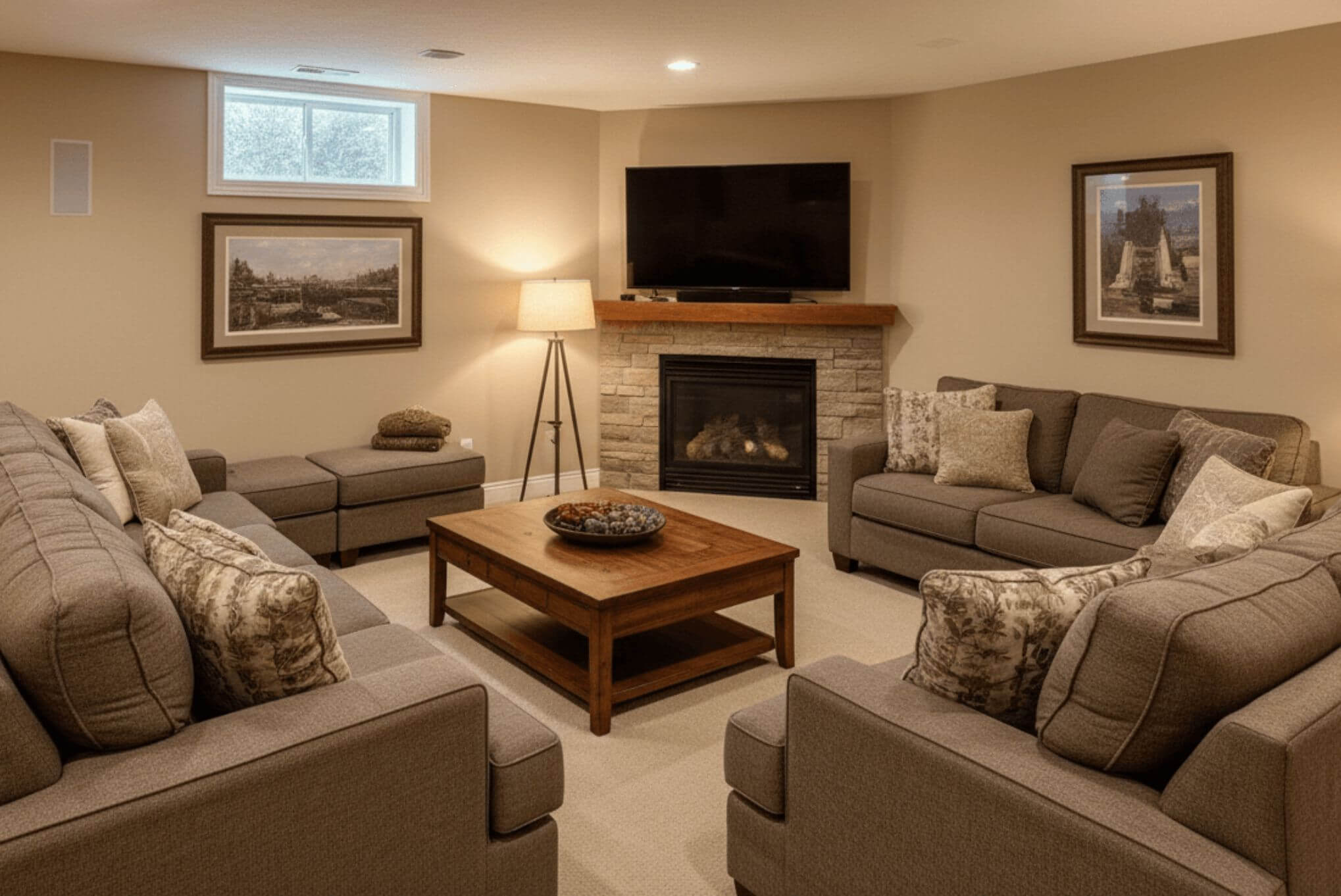 basement finishing living room