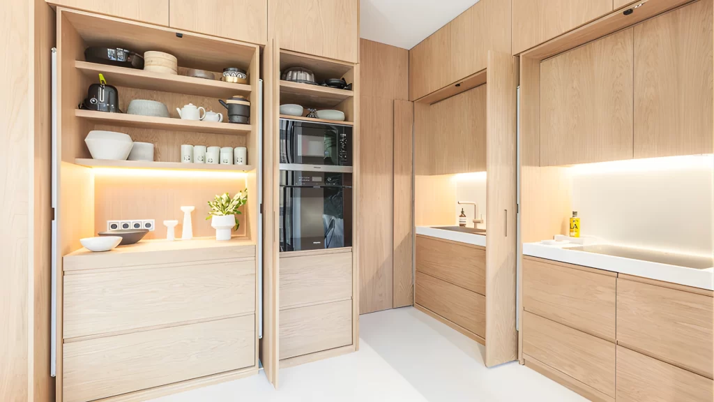 Custom kitchen cabinetry in light wood