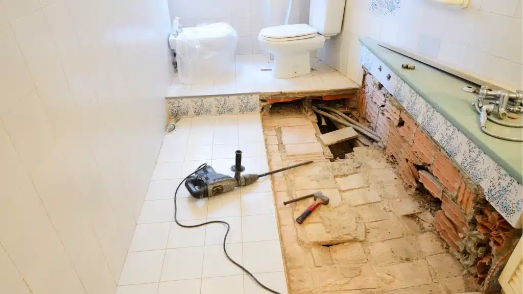 Dated bathroom demolition