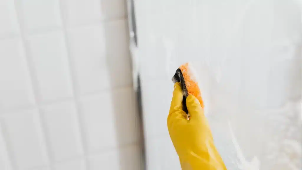 Glass cleaning for walk-in shower