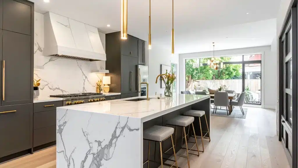 Faux marble waterfall countertop