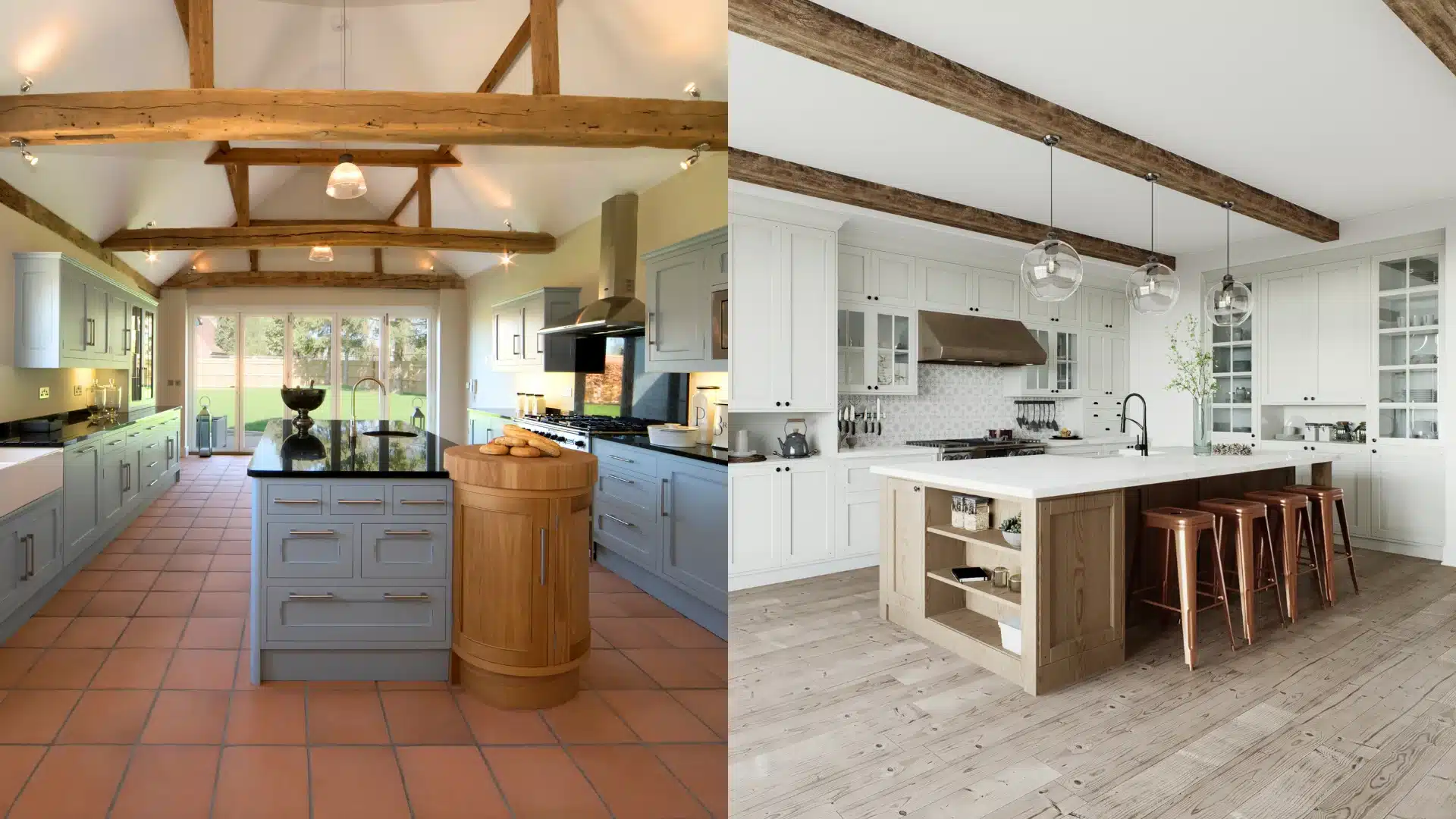 Blog 62 Modern kitchen remodels with exposed beam ceilings, custom cabinetry, island countertops, and hardwood flooring by Pottstown Construction
